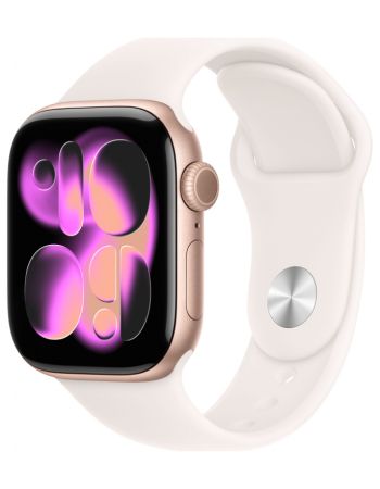 Apple Watch Series 11, 42 mm, Rose Gold Aluminum Light Blush Sport Band S/M