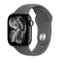 Apple Watch Series 11, 46 mm, Jet Black Aluminum Stone Gray Sport Band M/L