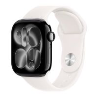 Apple Watch Series 11, 42 mm, Jet Black Aluminum Light Blush Sport Band S/M