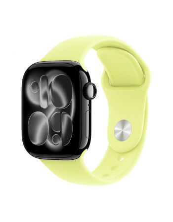 Apple Watch Series 11, 42 mm, Jet Black Aluminum Neon Yellow Sport Band S/M
