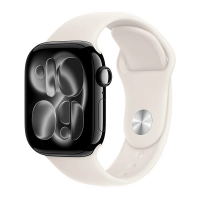 Apple Watch Series 11, 46 mm, Jet Black Aluminum Starlight Sport Band S/M