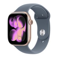 Apple Watch Series 11, 42 mm, Rose Gold Aluminum Anchor blue Sport Band S/M