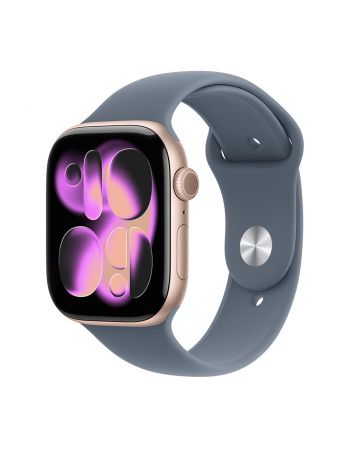 Apple Watch Series 11, 42 mm, Rose Gold Aluminum Anchor blue Sport Band M/L