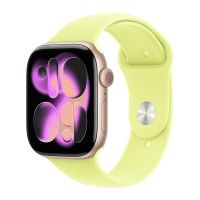 Apple Watch Series 11, 42 mm, Rose Gold Aluminum Neon Yellow Sport Band S/M