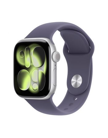 Apple Watch Series 11, 46 mm, Silver Aluminum Purple Fog Sport Band M/L