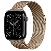 Apple Watch Series 11, 46 mm, Slate Titanium GPS+Cellular, Gold Milanese Loop S/M