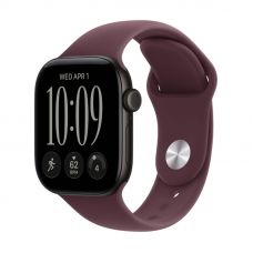 Apple Watch Series 12, 42 mm, Black Aluminum Burgundy Sport Band S/M