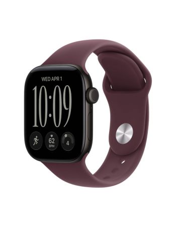 Apple Watch Series 12, 42 mm, Black Aluminum Burgundy Sport Band S/M