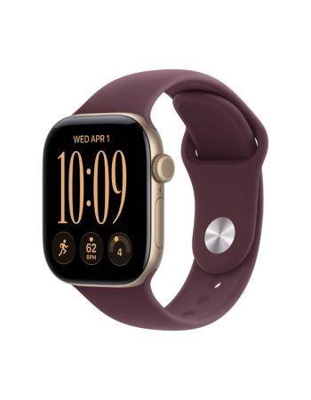 Apple Watch Series 12, 42 mm, Light Gold Aluminum Burgundy Sport Band S/M