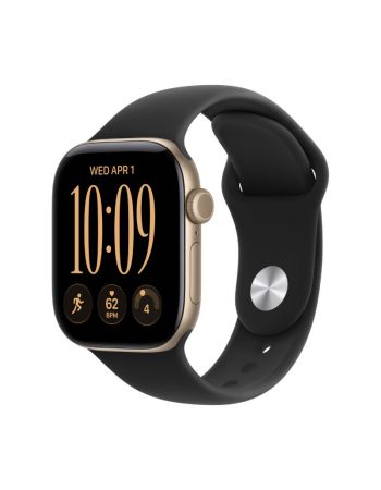 Apple Watch Series 12, 42 mm, Light Gold Aluminum Black Sport Band S/M