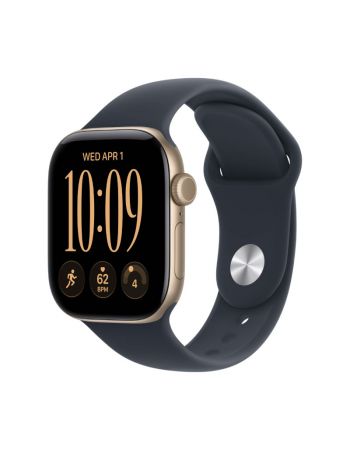 Apple Watch Series 12, 42 mm, Light Gold Aluminum Navy Blue Sport Band S/M