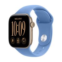 Apple Watch Series 12, 46 mm, Light Gold Aluminum Wildflower Blue Sport Band S/M