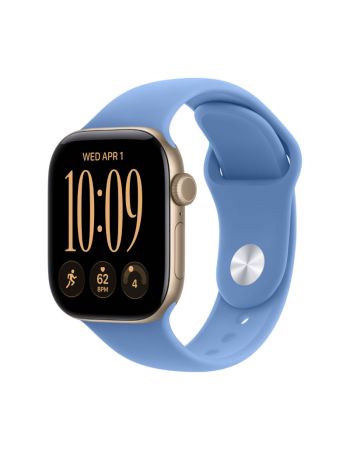 Apple Watch Series 12, 42 mm, Light Gold Aluminum Wildflower Blue Sport Band S/M