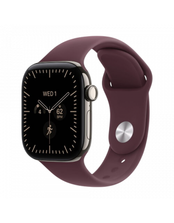 Apple Watch Series 12, 42 mm, Natural Titanium GPS+Cellular Burgundy Sport Band S/M
