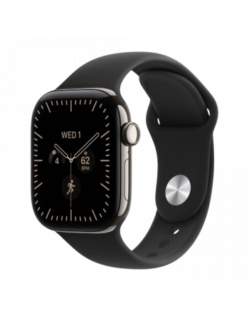 Apple Watch Series 12, 42 mm, Natural Titanium GPS+Cellular Black Sport Band S/M