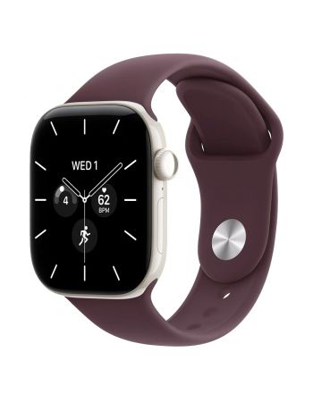 Apple Watch Series 12, 46 mm, Pearl White Ceramic GPS+Cellular Burgundy Sport Band S/M