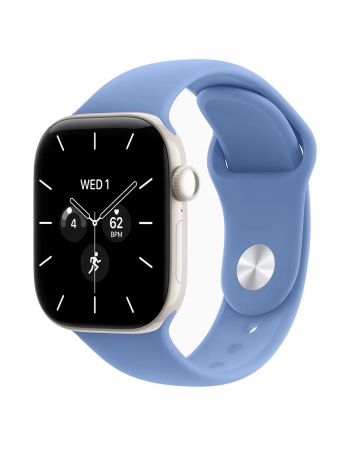 Apple Watch Series 12, 42 mm, Pearl White Ceramic GPS+Cellular Wildflower Blue Sport Band M/L