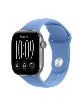 Apple Watch Series 12, 42 mm, Space Gray Aluminum Wildflower Blue Sport Band S/M
