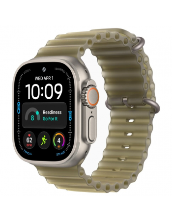 Apple Watch Ultra 4, 49 мм, Natural Titanium Translucent Kelp Ocean Band S/M
