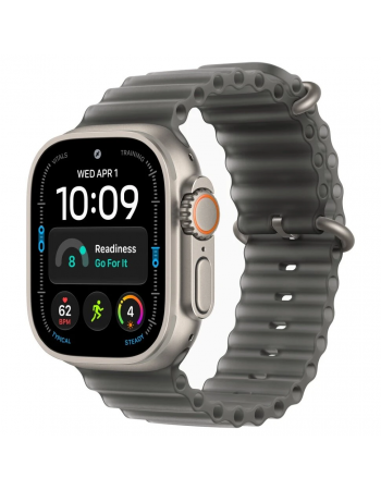Apple Watch Ultra 4, 49 мм, Natural Titanium Translucent Black Ocean Band S/M