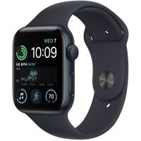 Apple Watch SE 2022, 44 мм, корпус из алюминия цвета «тёмная ночь», спортивный ремешок цвета «тёмная ночь», GPS
