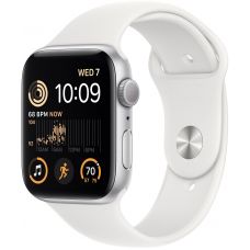 Apple Watch SE 2022, 40 мм, корпус из алюминия серебристого цвета, спортивный ремешок белого цвета, GPS
