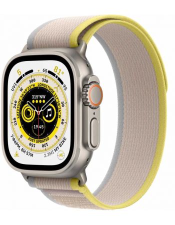 Apple Watch Ultra GPS + Cellular, 49 мм, корпус из титана, ремешок Trail желтого/бежевого цвета
