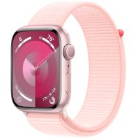 Apple Watch Series 9, 41 мм, корпус из алюминия розового цвета, нейлоновый ремешок нежно-розового цвета