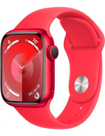 Apple Watch Series 9, 41 мм, корпус из алюминия цвета (PRODUCT)RED, спортивный ремешок цвета (PRODUCT)RED, размер M/L