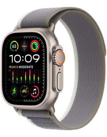 Apple Watch Ultra 2 GPS + Cellular, 49 мм, корпус из титана, ремешок Trail зеленого/серого цвета, размер M/L