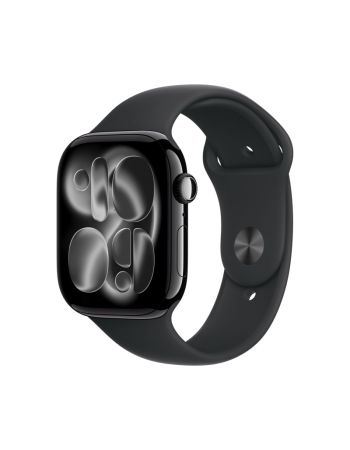 Apple Watch Series 11, 46 mm, Jet Black Aluminum Black Sport Band S/M