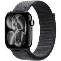 Apple Watch Series 11 42 mm, Jet Black Aluminum Case with Sport Loop Dark Gray