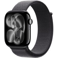Apple Watch Series 11 42 mm, Jet Black Aluminum Case with Sport Loop Dark Gray