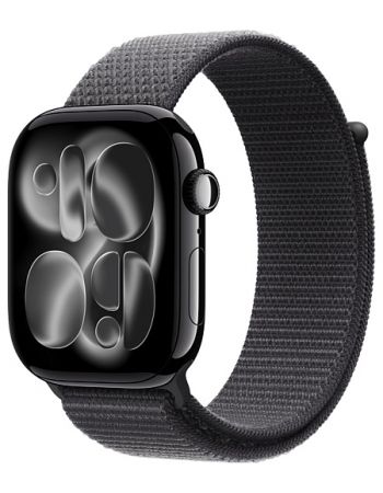 Apple Watch Series 11 42 mm, Jet Black Aluminum Case with Sport Loop Dark Gray