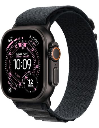 Apple Watch Ultra 3, Black Titanium Case with Black Alpine Loop (L)