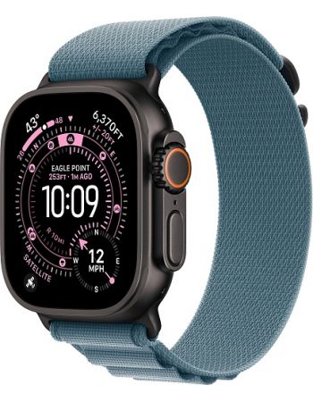 Apple Watch Ultra 3, Black Titanium Case with Light Blue Alpine Loop (M)