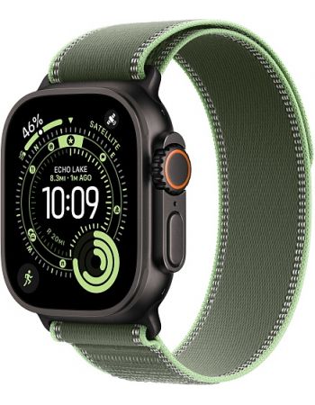 Apple Watch Ultra 3, Black Titanium Case with Green/Neon Trail Loop (S/M)