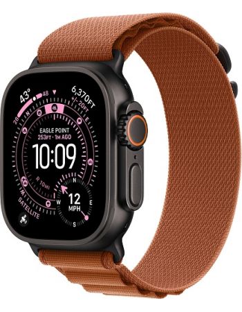 Apple Watch Ultra 3, Black Titanium Case with Terra Cotta Alpine Loop (M)