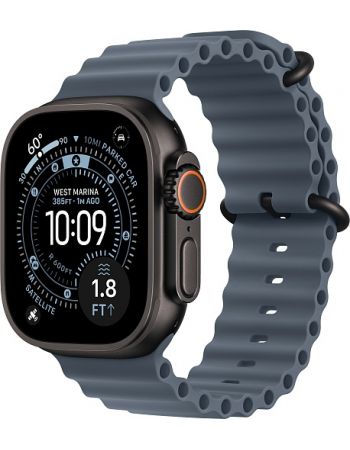 Apple Watch Ultra 3, Black Titanium Case with Anchor Blue Ocean Band