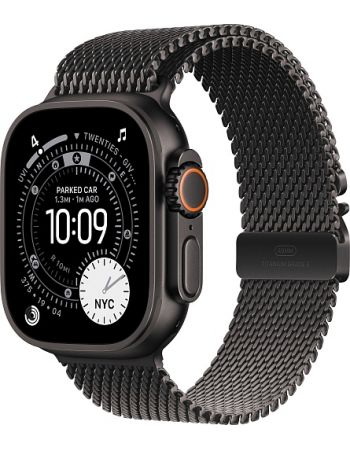 Apple Watch Ultra 3, Black Titanium Case with Black Titanium Milanese Loop (L)