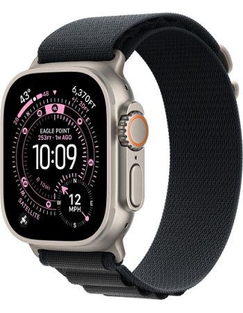 Apple Watch Ultra 3, Natural Titanium Case with Black Alpine Loop (L)