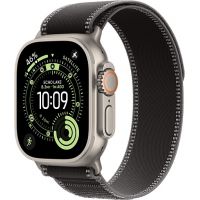 Apple Watch Ultra 3, Natural Titanium Case with Black/Charcoal Trail Loop (M/L)