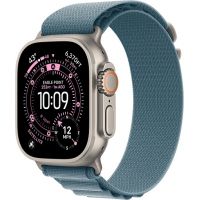 Apple Watch Ultra 3, Natural Titanium Case with Light Blue Alpine Loop (S)