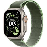 Apple Watch Ultra 3, Natural Titanium Case with Green/Neon Trail Loop (S/M)