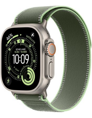 Apple Watch Ultra 3, Natural Titanium Case with Green/Neon Trail Loop (M/L)