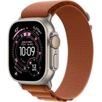 Apple Watch Ultra 3, Natural Titanium Case with Terra Cotta Alpine Loop (S)