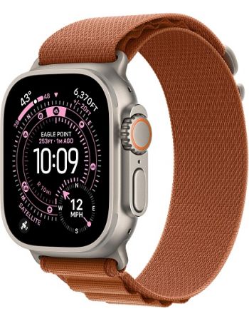 Apple Watch Ultra 3, Natural Titanium Case with Terra Cotta Alpine Loop (M)
