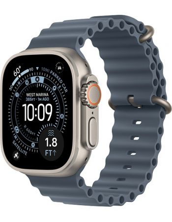 Apple Watch Ultra 3, Natural Titanium Case with Anchor Blue Ocean Band