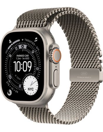 Apple Watch Ultra 3, Natural Titanium Case with Natural Titanium Milanese Loop (M)