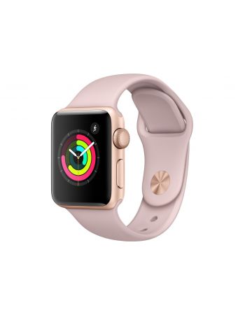 Apple Watch Series 3, 38 мм, корпус из золотистого алюминия, спортивный ремешок цвета «розовый песок»